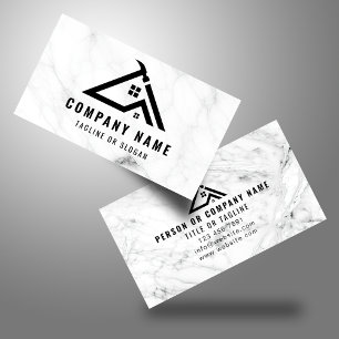 Professional Handyman Logo Marble Stone Contractor Business Card