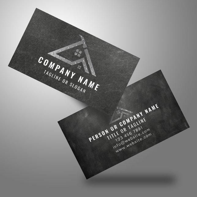 Professional Handyman Logo Metal Contractor Business Card (Creator Uploaded)