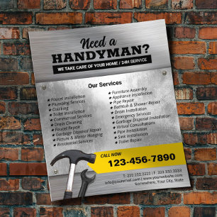 Professional Handyman & Repair Service Faux Metal Flyer