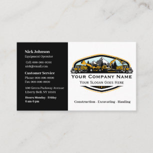 Professional Heavy Equipment Construction Company Business Card