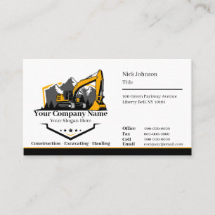 Professional Heavy Equipment Construction Company Business Card