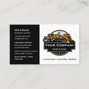 Professional Heavy Equipment Construction Company Business Card