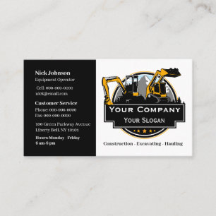 Professional Heavy Equipment Construction Company Business Card