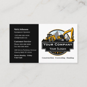 Professional Heavy Equipment Construction Company Business Card