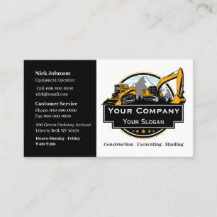 Professional Heavy Equipment Construction Company Business Card