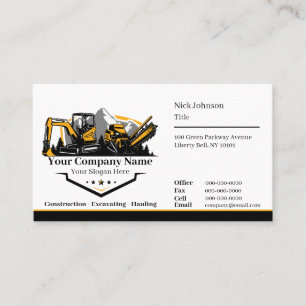 Professional Heavy Equipment Construction Company Business Card