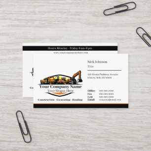 Professional Heavy Equipment Construction Company Business Card