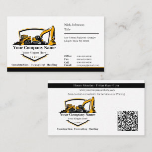 Professional Heavy Equipment Construction Company Business Card