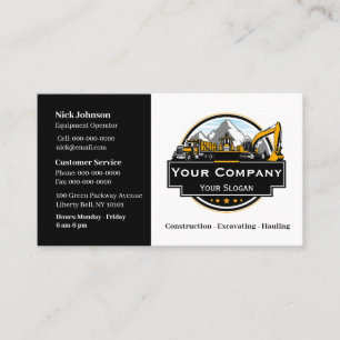 Professional Heavy Equipment Construction Company Business Card