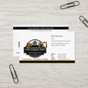 Professional Heavy Equipment Construction Company  Business Card