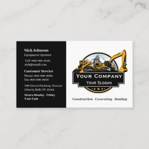 Professional Heavy Equipment Construction Company Business Card