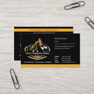 Professional Heavy Equipment Construction Company Business Card