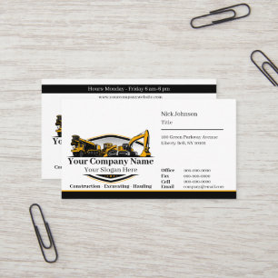 Professional Heavy Equipment Construction Company  Business Card