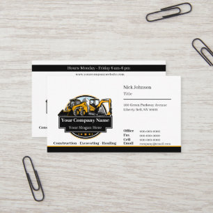Professional Heavy Equipment Construction Company Business Card