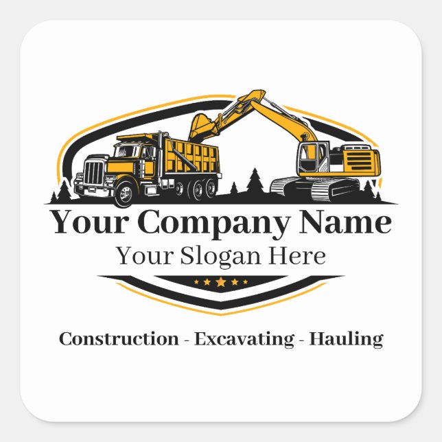 Professional Heavy Equipment Construction Company  Square Sticker (Front)