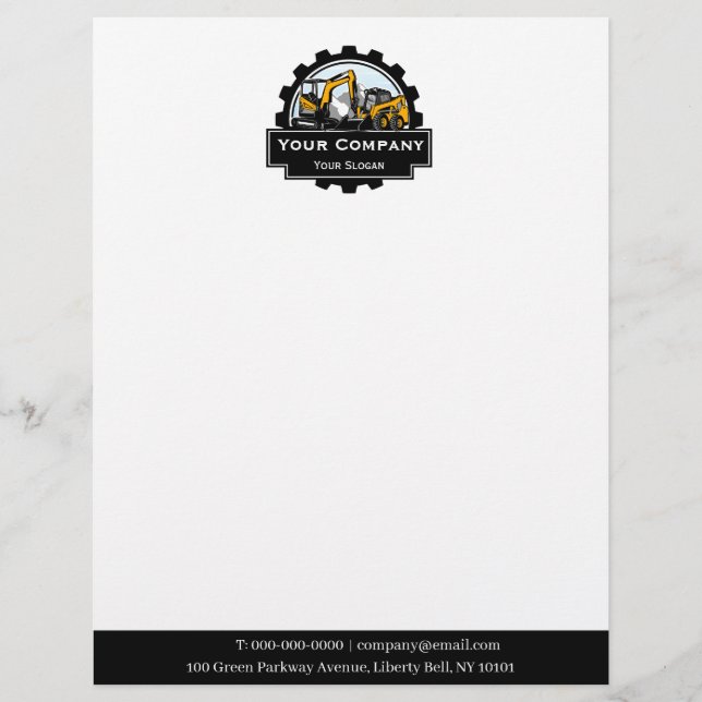 Professional Heavy Equipment Repair Company  Custom Letterhead (Front)