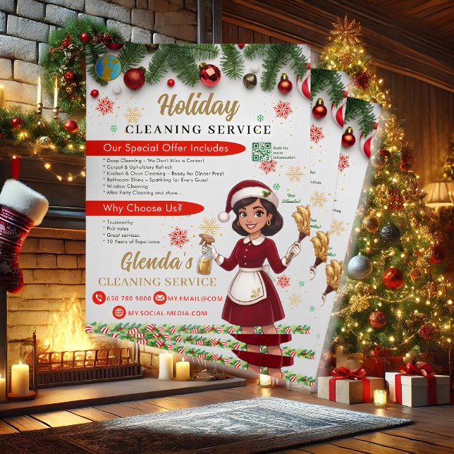 Professional Holiday Cleaning Services Template QR Flyer (Creator Uploaded)