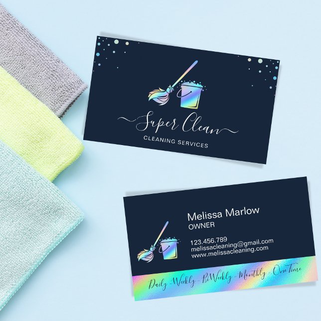Professional Holograph House Cleaning Maid Business Card (Creator Uploaded)
