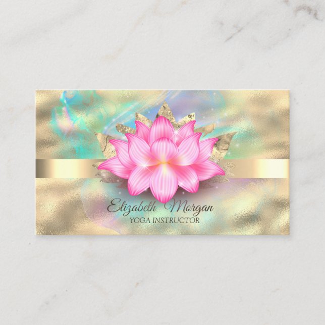 Professional Holographic Ink,Gold,Lotus Business Card (Front)