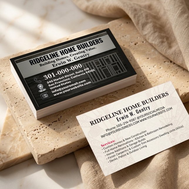 Professional Home Builder & Renovation Contractor  Business Card (Creator Uploaded)
