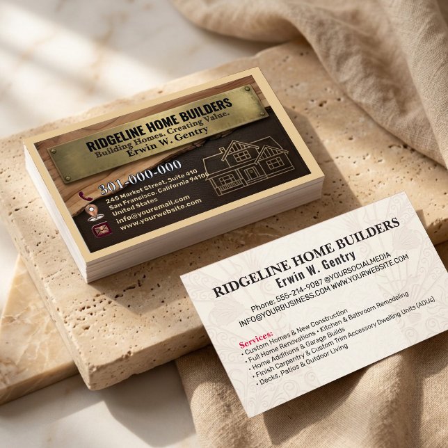 Professional Home Builder & Renovation Contractor  Business Card (Creator Uploaded)