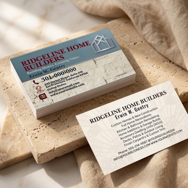 Professional Home Builder & Renovation Contractor  Business Card (Creator Uploaded)