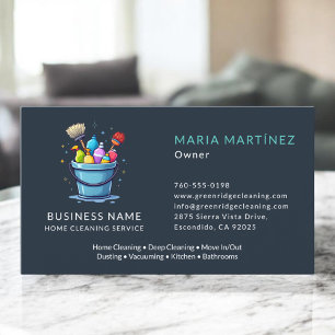 Professional Home Cleaning Maid Service Business Card