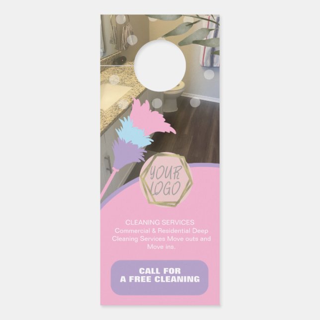 Professional Home Cleaning Services Logo Door Hanger (Front)