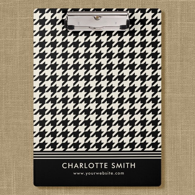 Professional Houndstooth Pattern Black Off-white Clipboard (Creator Uploaded)