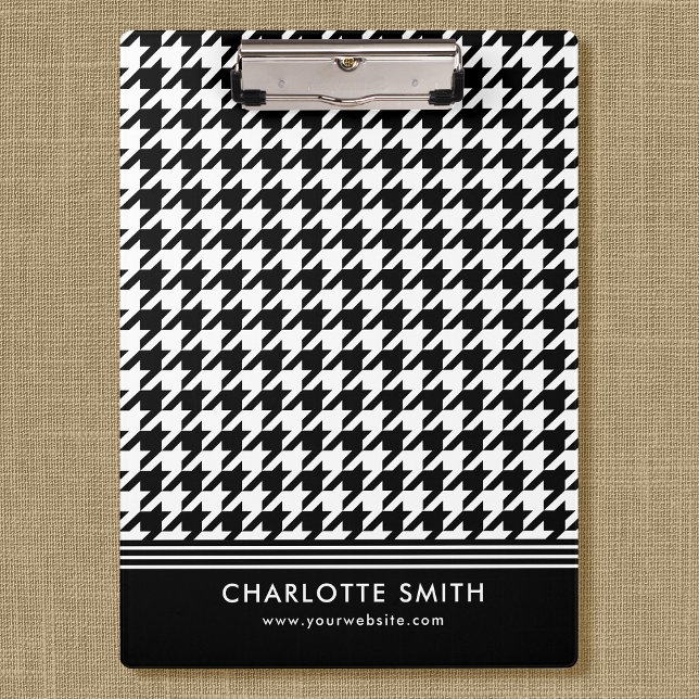 Professional Houndstooth Pattern Black White Clipboard (Creator Uploaded)