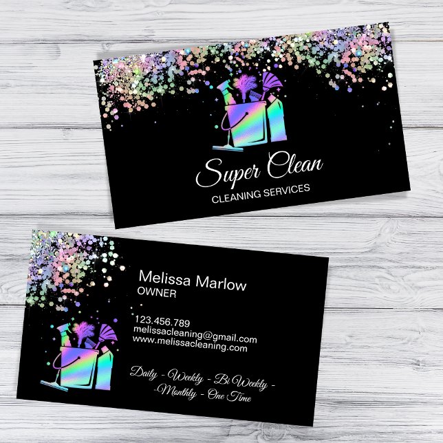 Professional House Cleaning Maid Holograph Busines Business Card (Creator Uploaded)