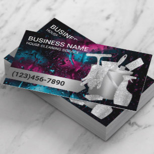 Professional House Cleaning Modern Rainy Window  Business Card