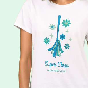 Professional House Cleaning Retro Broom Sparkle T-Shirt