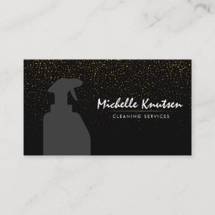 Professional House Cleaning Service black Gold Bus Business Card