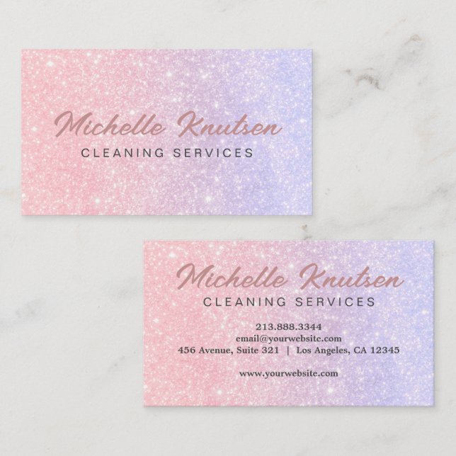 Professional House Cleaning Service Hot Pink Business Card (Front/Back)