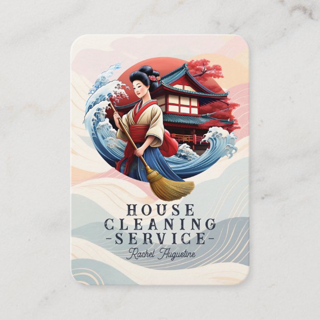 Professional House Cleaning Service Housekeeping Business Card (Front)