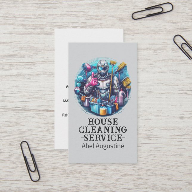 Professional House Cleaning Service Housekeeping Business Card (Front/Back In Situ)