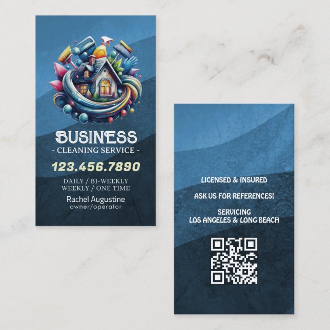 Professional House Cleaning Service Housekeeping Business Card (Front/Back)
