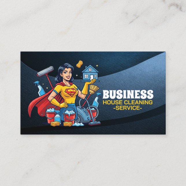Professional House Cleaning Service Housekeeping Business Card (Front)