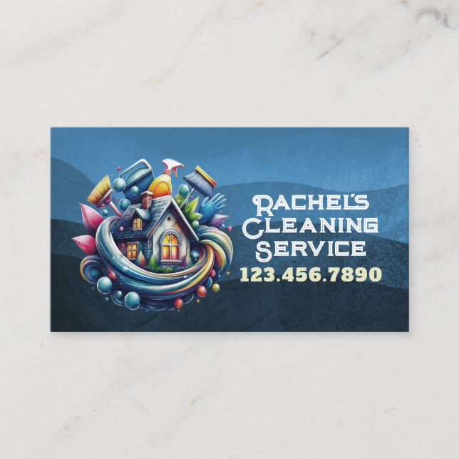 Professional House Cleaning Service Housekeeping Business Card (Front)