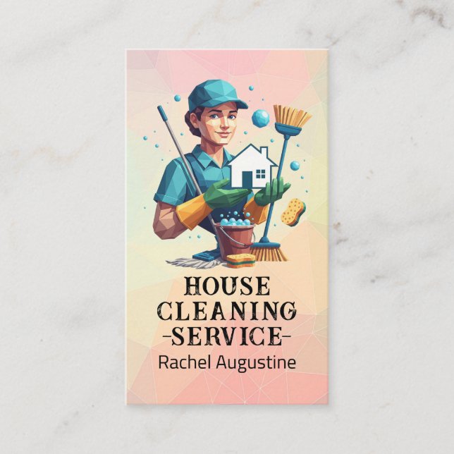 Professional House Cleaning Service Housekeeping Business Card (Front)