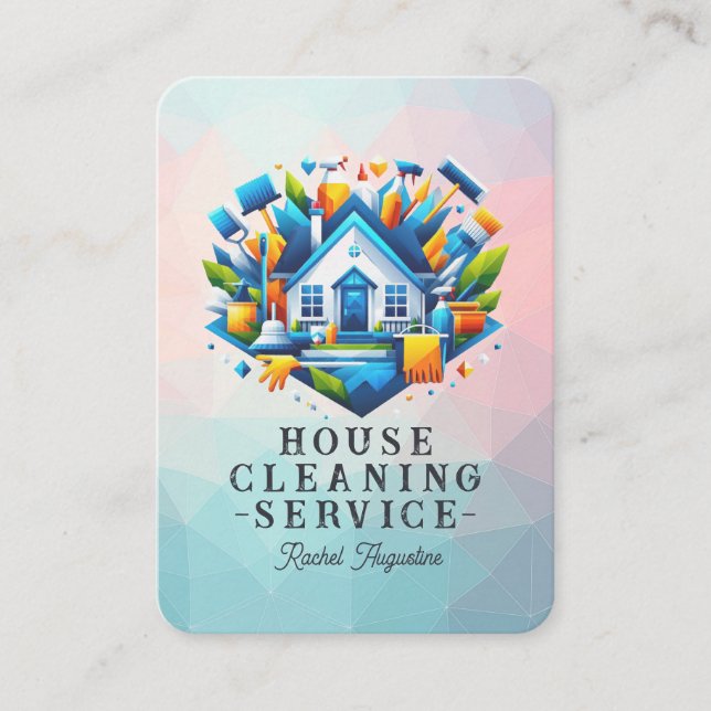 Professional House Cleaning Service Housekeeping Business Card (Front)