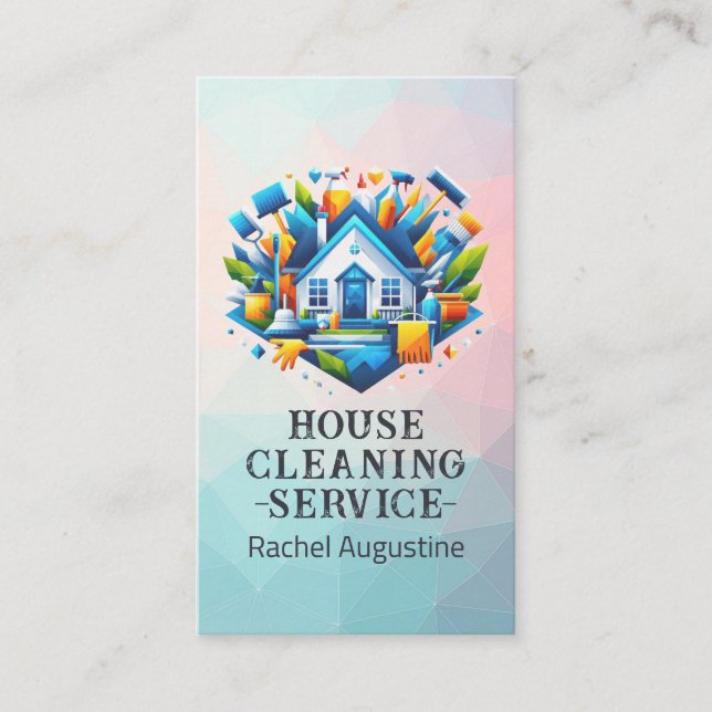 Professional House Cleaning Service Housekeeping Business Card (Front)