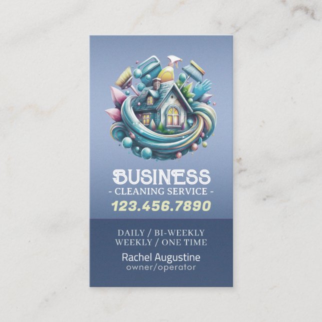 Professional House Cleaning Service Housekeeping Business Card (Front)
