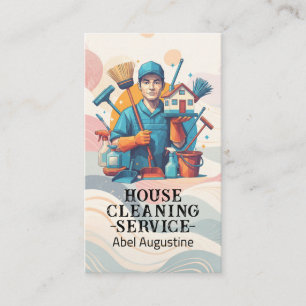 Professional House Cleaning Service Housekeeping Business Card