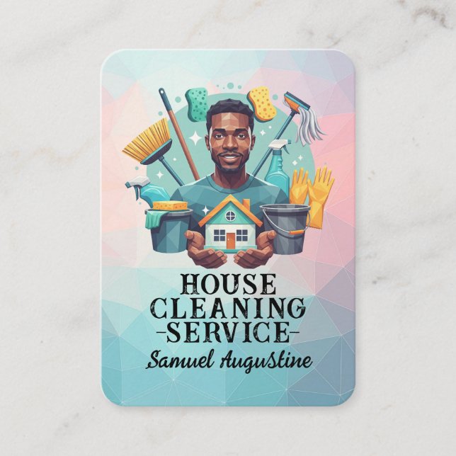 Professional House Cleaning Service Housekeeping Business Card (Front)
