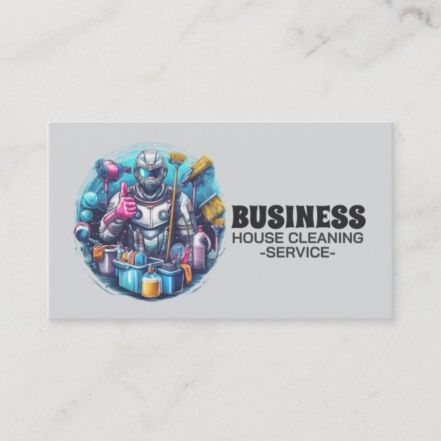Professional House Cleaning Service Housekeeping Business Card (Front)