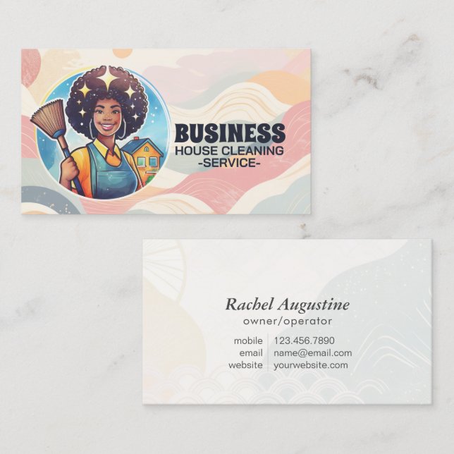 Professional House Cleaning Service Housekeeping Business Card (Front/Back)