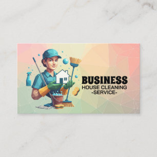 Professional House Cleaning Service Housekeeping Business Card