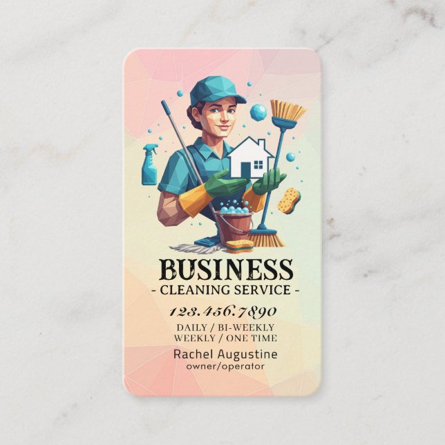 Professional House Cleaning Service Housekeeping Business Card (Front)